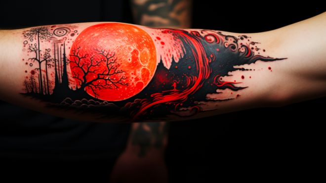 Blood Moon Tattoo Symbolism and Spiritual Meanings